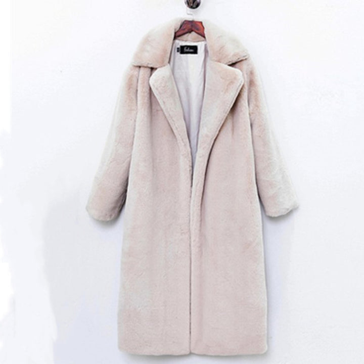 Ladies long coat in luxurious faux fur Lune London