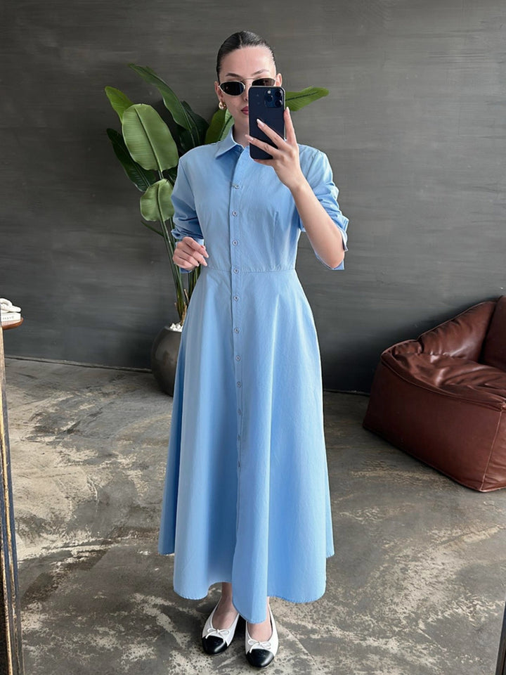 Shirt dress for women with elegant button placket and fitted silhouette Lune London