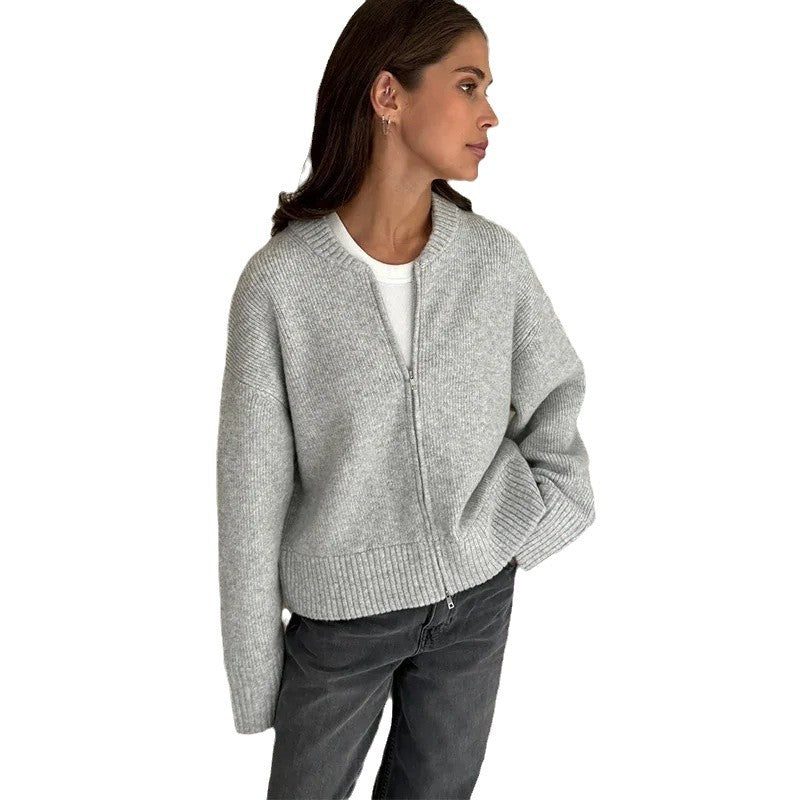 Veste en tricot oversize pour femmes avec zipper intégral Chic & Stil