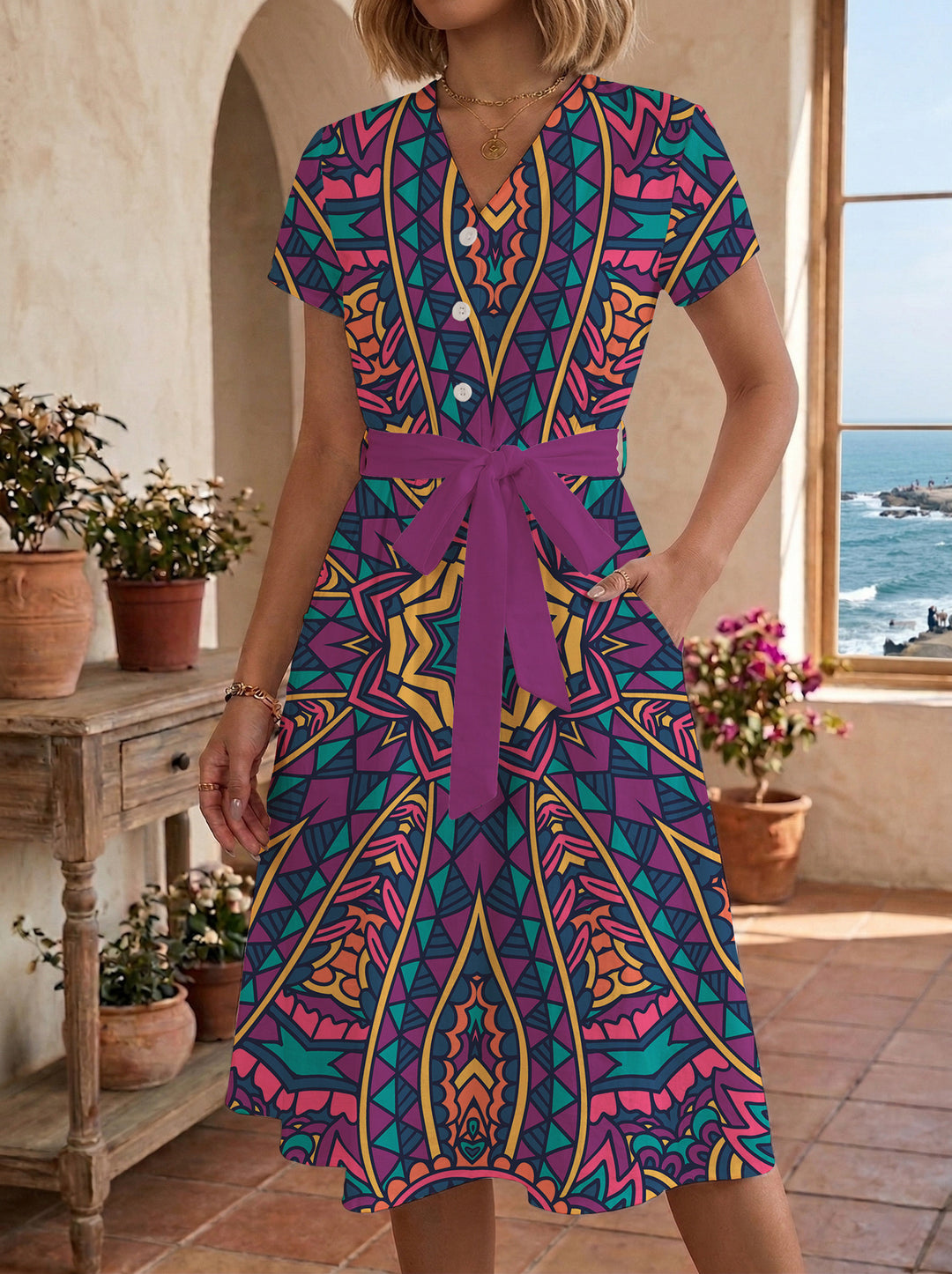 Women’s midi dress with floral design and comfortable fit Lune London