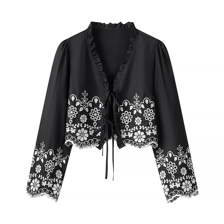 Elegant short bolero for women with floral embroidery Lune London