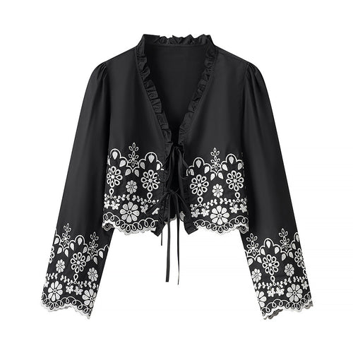 Elegant short bolero for women with floral embroidery Lune London