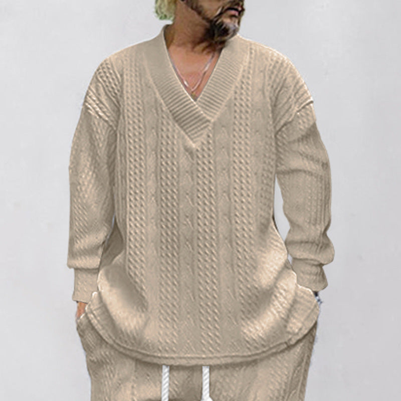 Men's casual knitted sweater with V-neck and modern pattern Chic and style