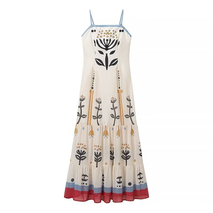 Maxi dress for women with floral print and ruffled hem Lune London