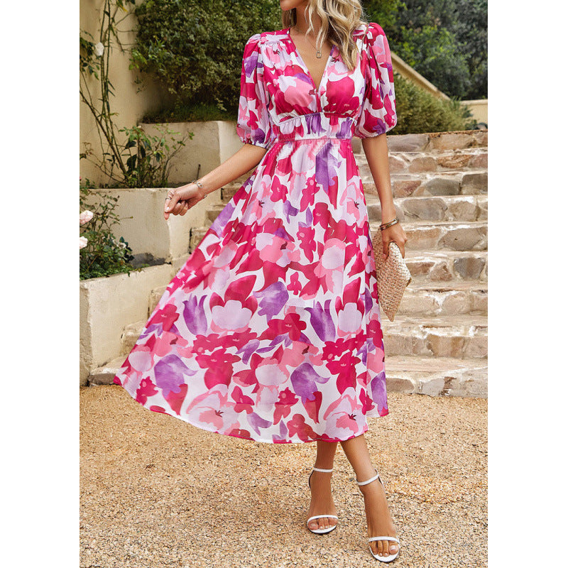 Chic Puff Sleeve Maxi Dress