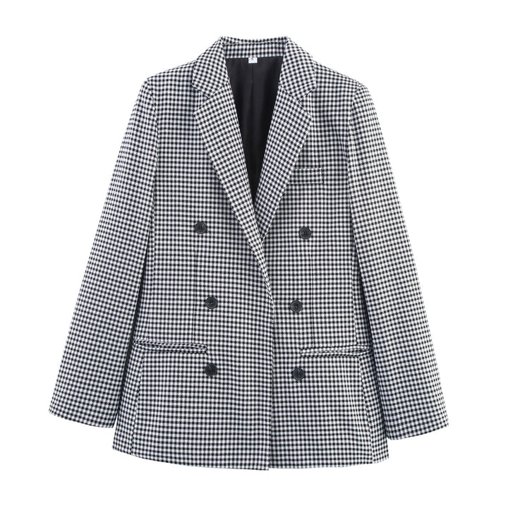 Checked blazer for women with double-breasted Lune London