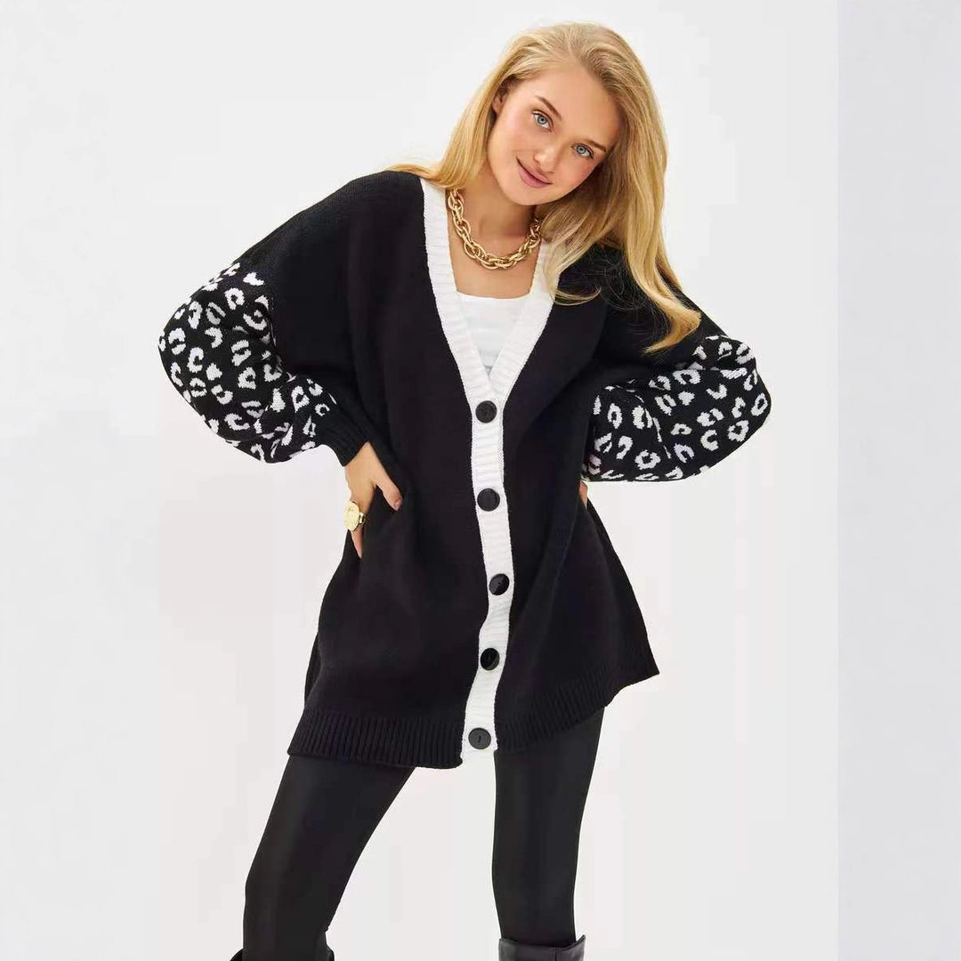 Cardigan tricoté à la mode pour femmes avec manches en suède Chic & Stil