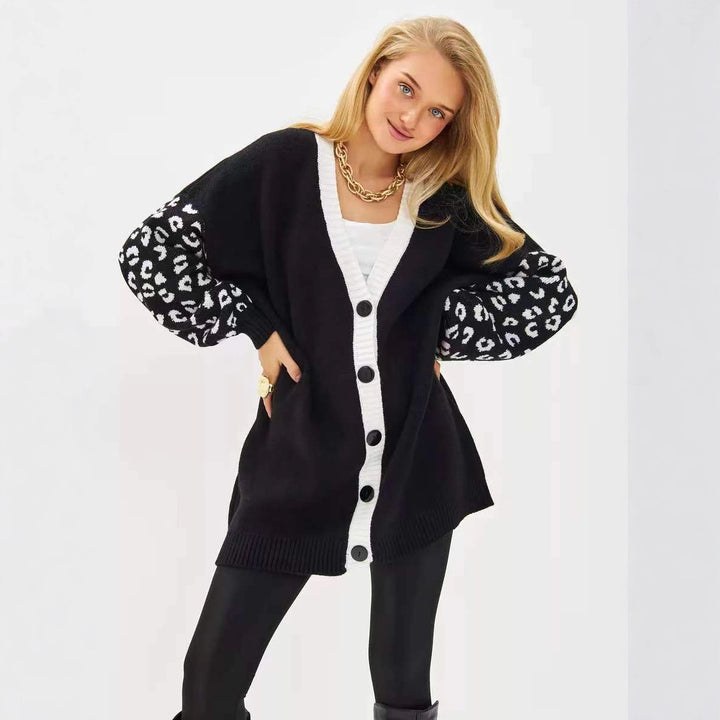 Cardigan tricoté à la mode pour femmes avec manches en suède Chic & Stil
