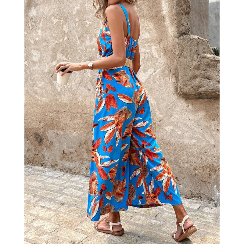 Ladies Floral Print Lightweight Chic Overall