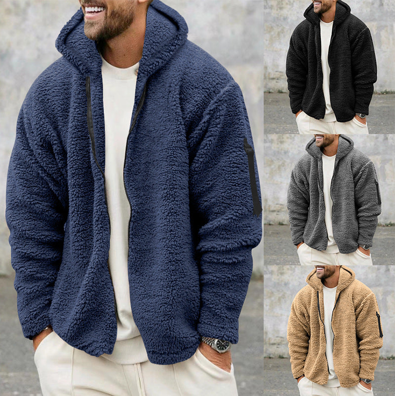 Men's winter fleece jacket with practical hood and soft premium material Lune London