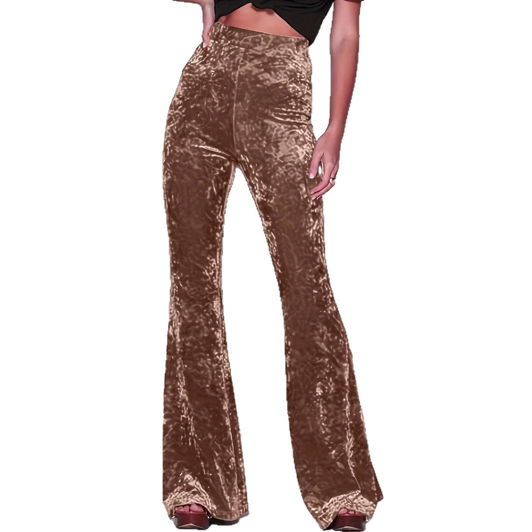 Women's flared trousers in luxurious velvet with high waist Lune London