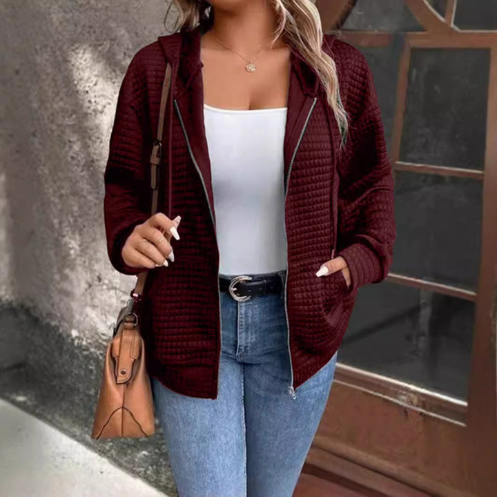 Ladies zippered quilted jacket with kangaroo pocket Lune London