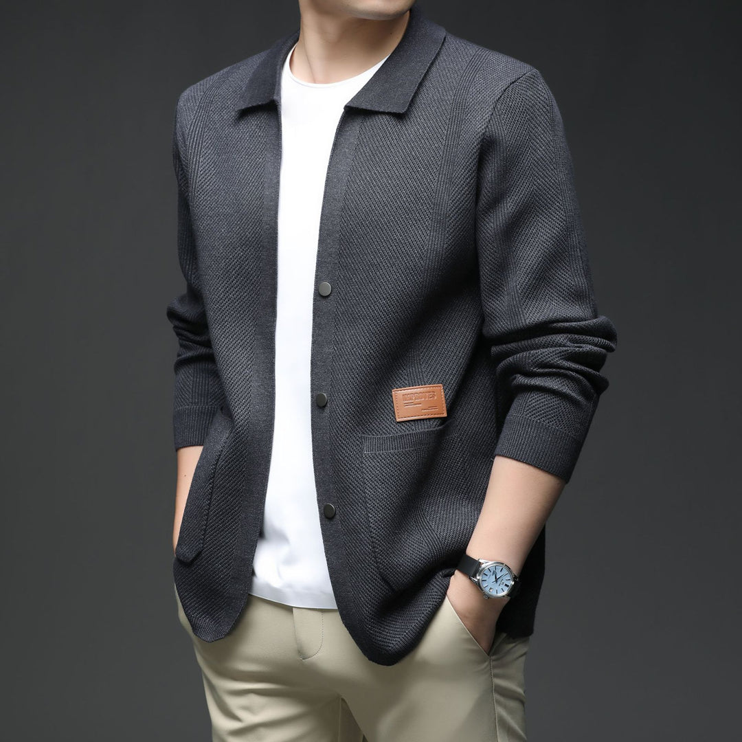 Knitted jacket for men with a casual fit and classic collar Lune London