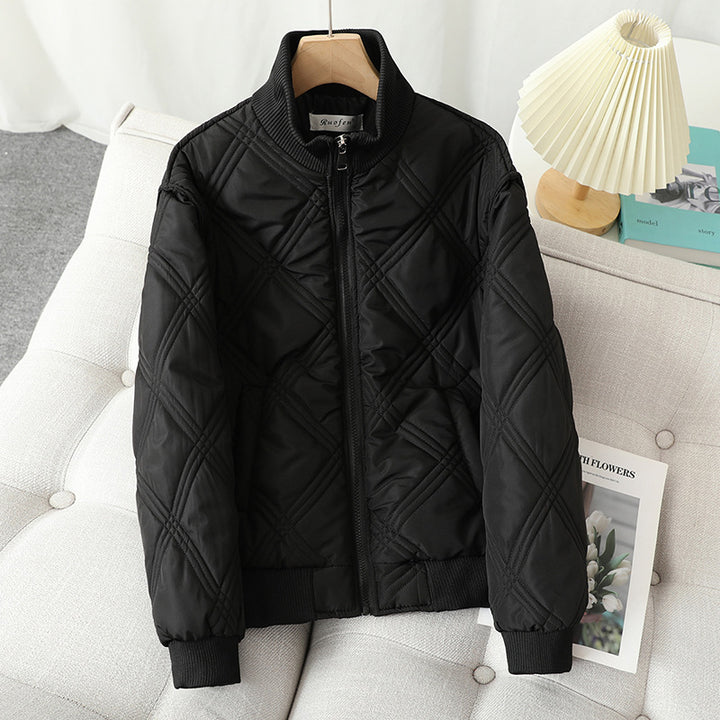 Ladies quilted transition jacket with high collar and elastic cuffs Lune London