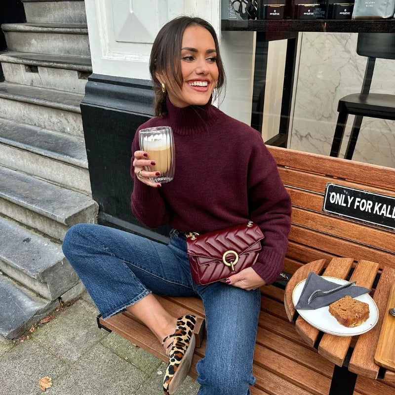 Pull à col roulé pour femmes en tricot doux Chic & Stil