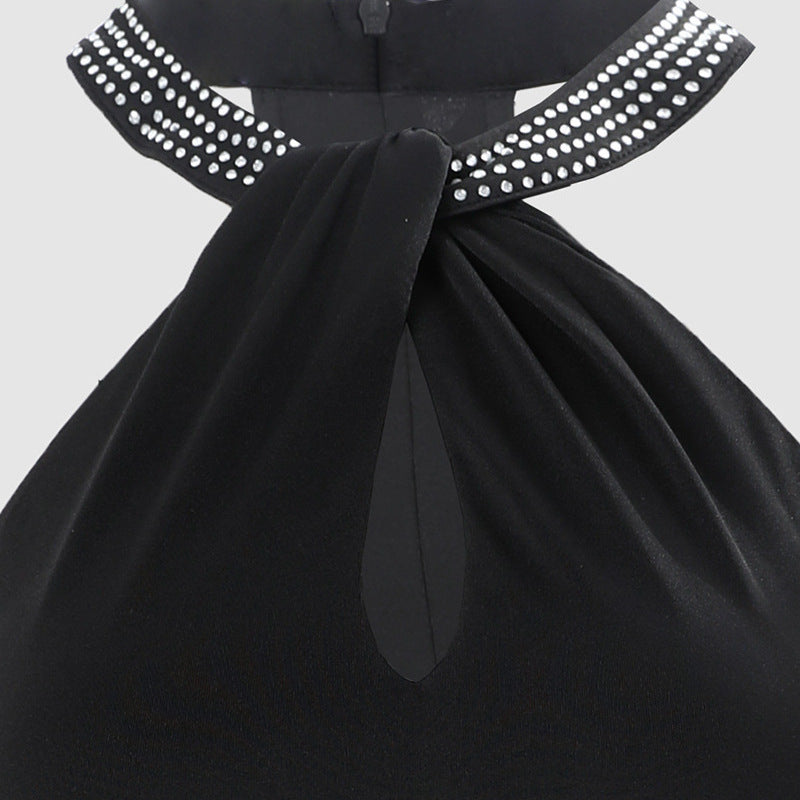 Women's Elegant Tube Dress with Rhinestone Details and Sexy Leg Slit Lune London