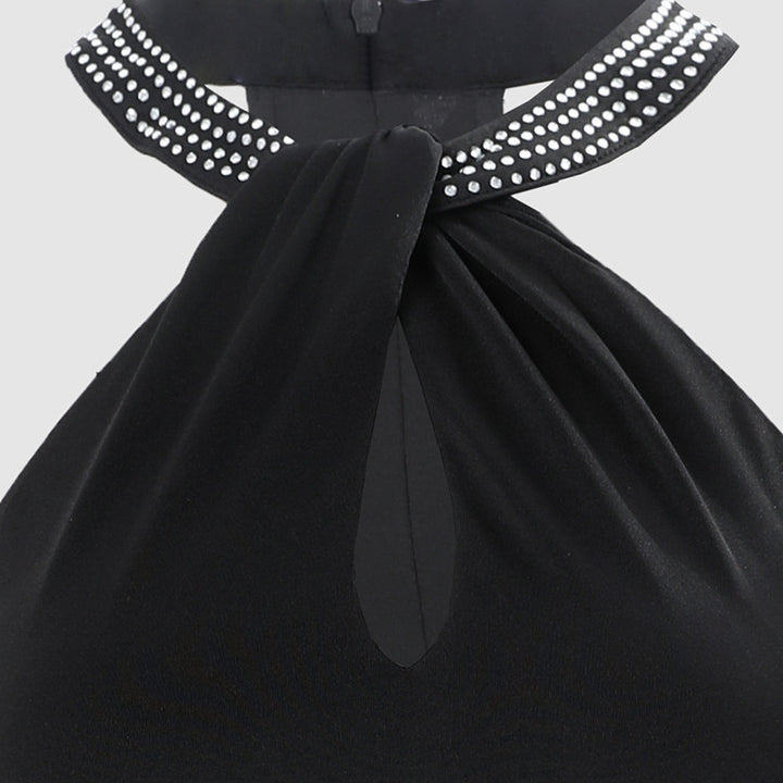 Women's Elegant Tube Dress with Rhinestone Details and Sexy Leg Slit Lune London