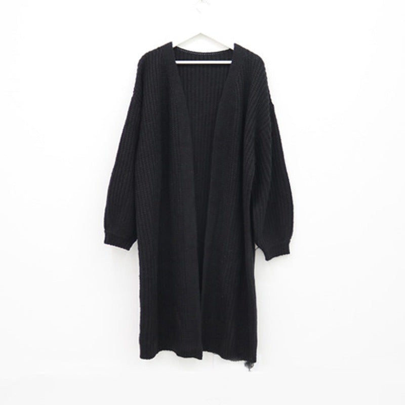 Women Thick Knit Cardigan with Open Front and Relaxed Fit Lune London