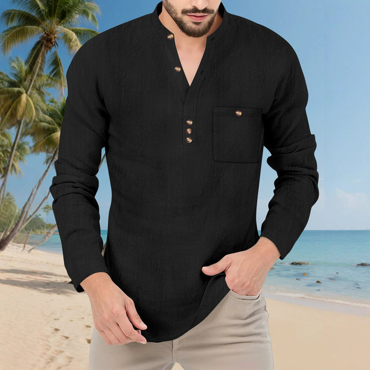 Casual long-sleeve shirt for men with button placket and chest pocket Lune London