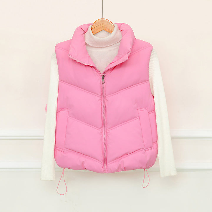 Ladies padded gilet with high collar and practical front pockets Lune London