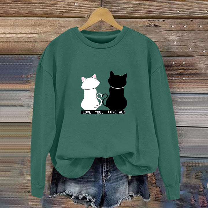 Sweat-shirt pour femmes avec design de chat ludique et impression humoristique Chic & Stil