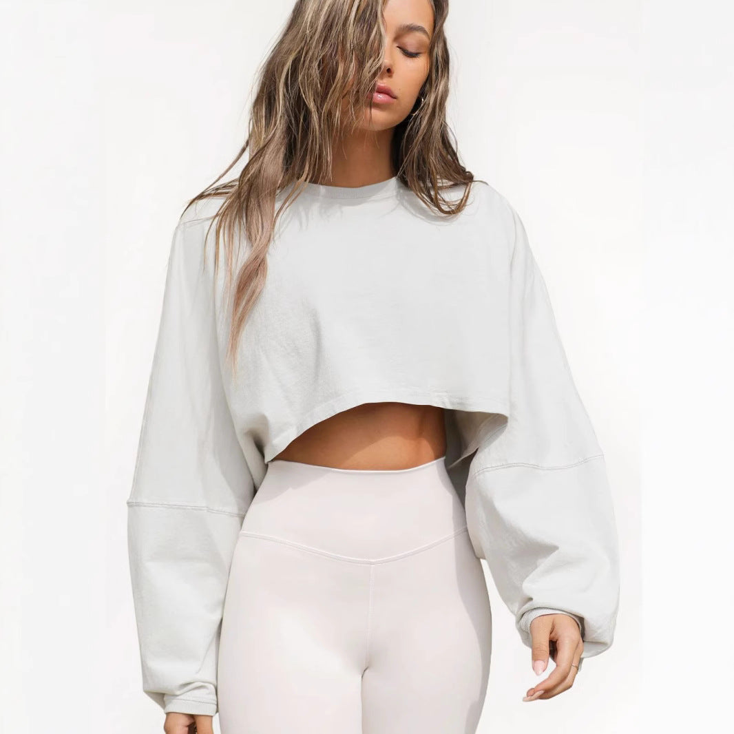 Women's Casual Cropped Sweatshirt with Loose Fit and Balloon Sleeves Lune London