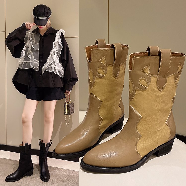 Lune London embroidered pattern cowboy ankle boots for women