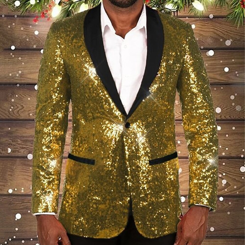 Men's Glittering Sequin Blazer with Black Lapel Lune London