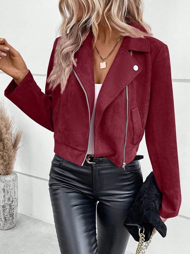 Ladies Elegant Biker Jacket in Faux Leather Lune London