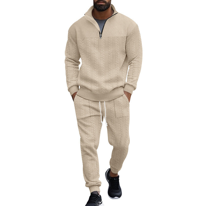 Men's sporty knit set with modern high collar and zipper Lune London
