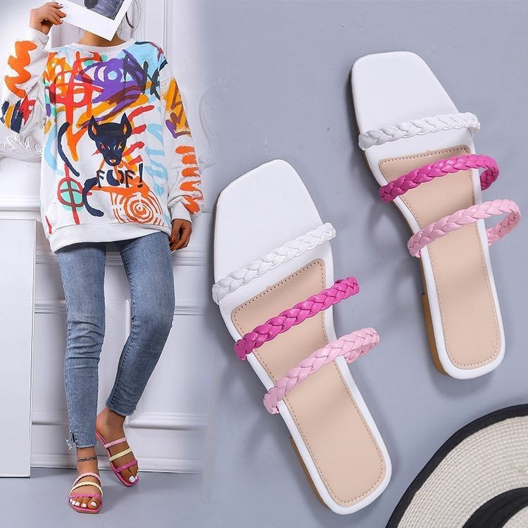 Elegant Women Strap Sandals with Woven Detail Lune London