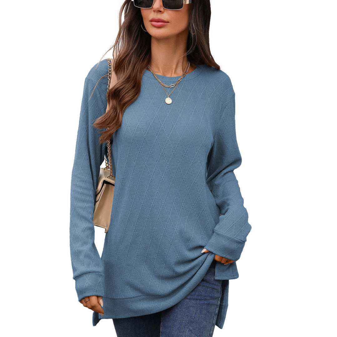 Long sleeve shirt for women with textured pattern and side slits Lune London