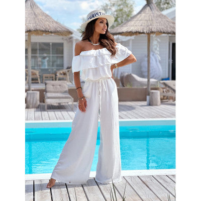 Ladies Off-Shoulder Large Couture Jumpsuit Lune London