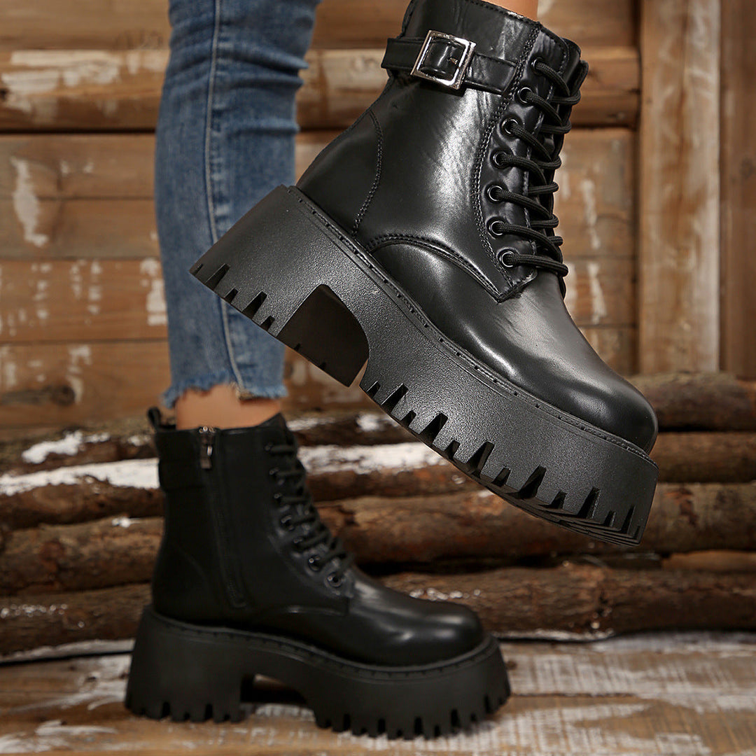 Women’s Sturdy Lace-Up Boots with Stylish Profile Sole Lune London