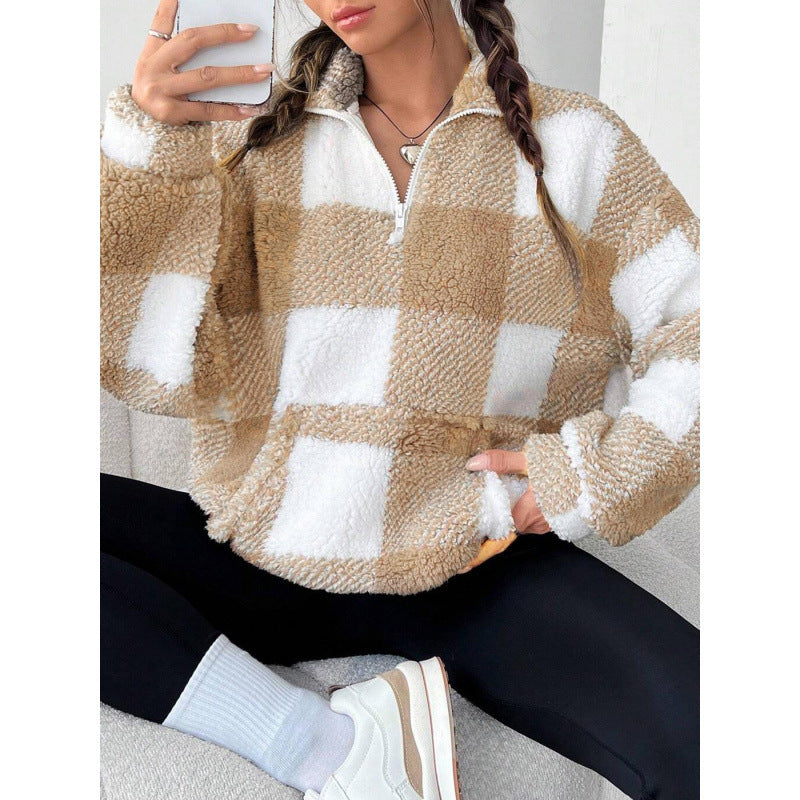 Women fleece sweater with high collar Lune London