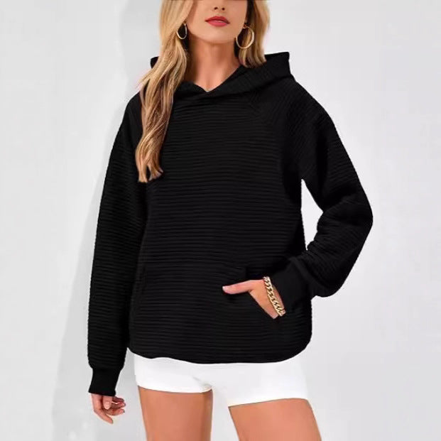 Casual hooded sweatshirt for women in structured cotton Lune London