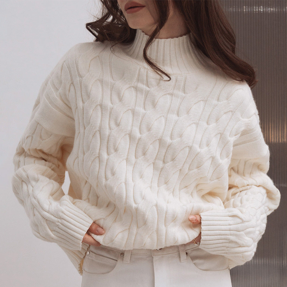 Ladies Knitted Pattern Sweater with High Neck Lune London