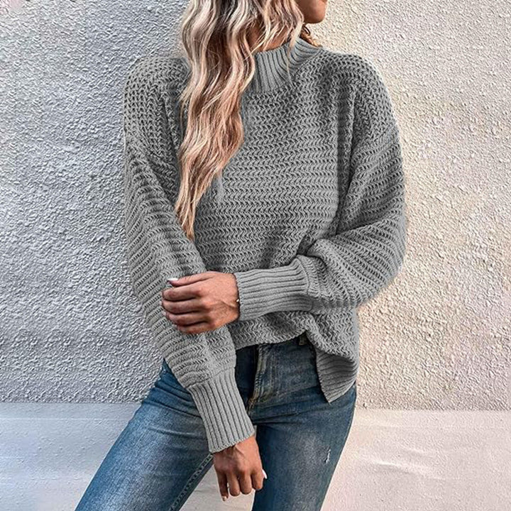Knit sweater with high collar and structured pattern for women Chic und Stil