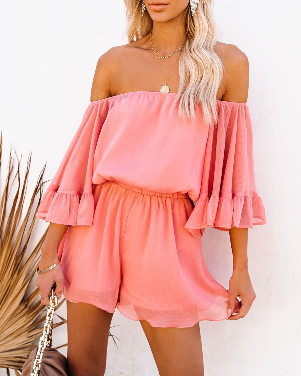 Women Off-Shoulder Short Jumpsuit with Puffy Sleeves Chic & Stylish