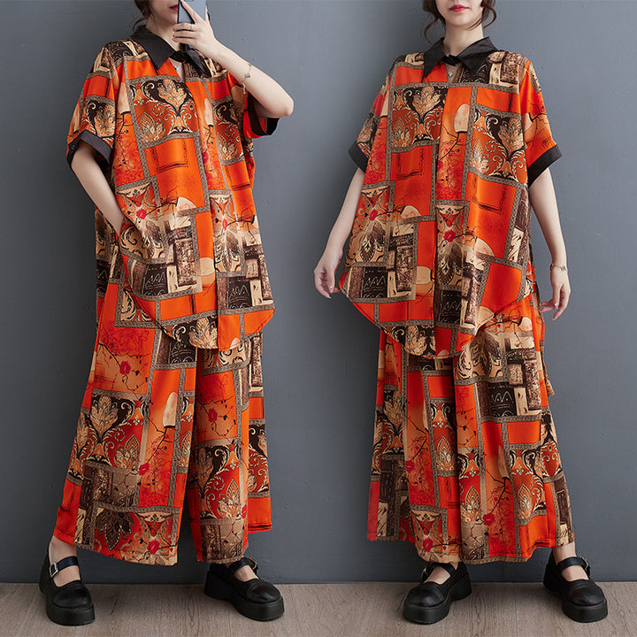 Ladies Oversized Graphic Print Tunic Set Lune London