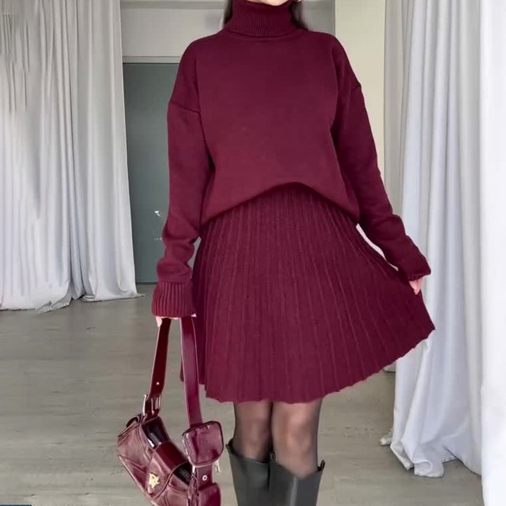Knit dress for women with turtleneck and ribbed details Lune London