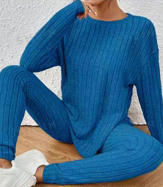 Women Casual Knit Set with Ribbed Structure and Loose Fit Lune London