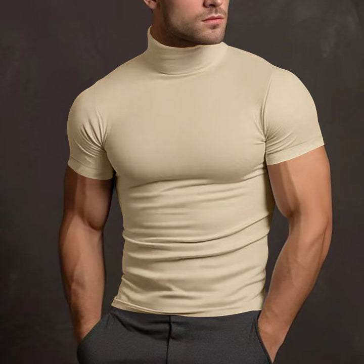 Fitted men's T-shirt with short high collar and highly stretchable material Lune London