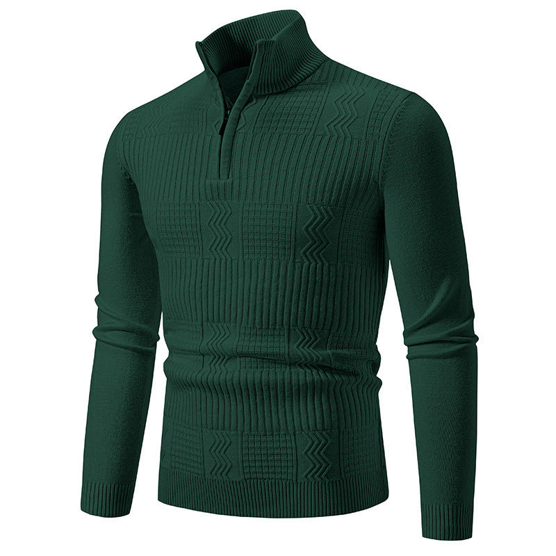Knitted sweater for men with high collar and zipper Lune London