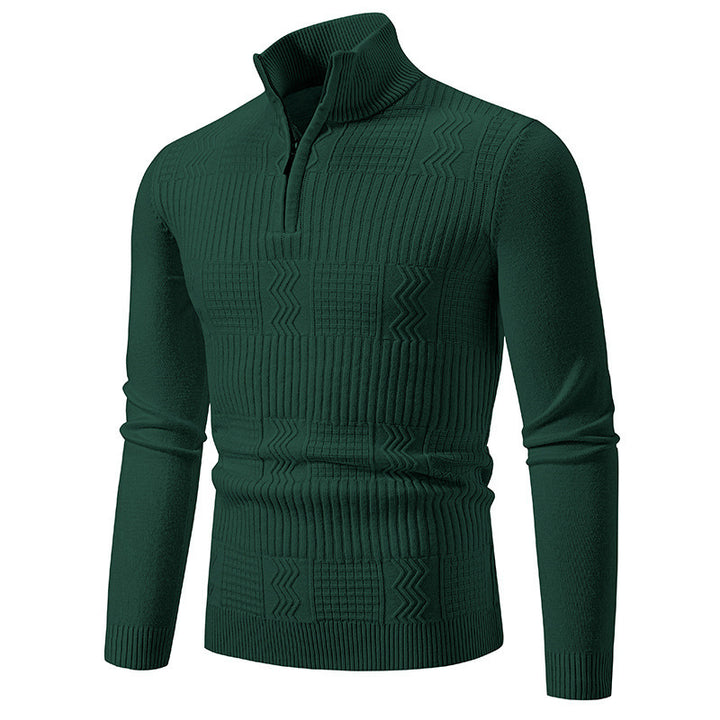 Knitted sweater for men with high collar and zipper Lune London