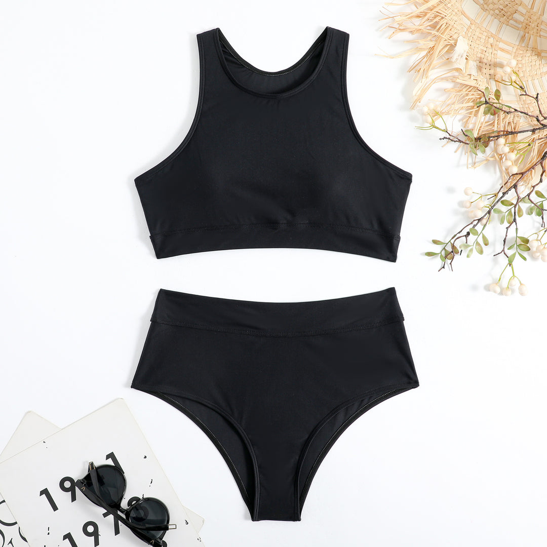 Women's sport bikini set with high waisted bottoms and comfortable top Lune London