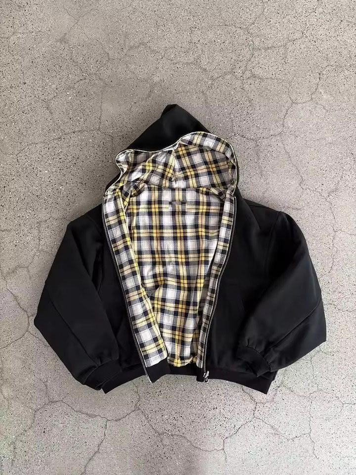 Veste à capuche femme avec doublure à carreaux et fermeture éclair pratique Chic & Stil