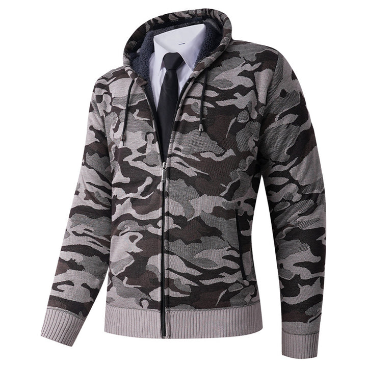 Trendy hooded jacket for men with lined hood and powerful camouflage pattern Lune London