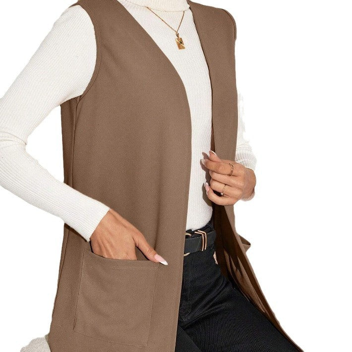Gilet long réversible pour femmes avec poches Chic & Stil