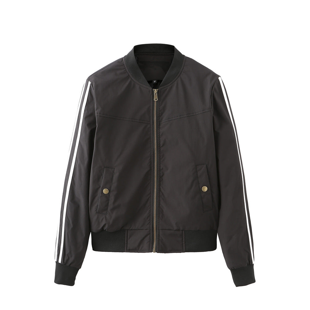 Sport bomber jacket for women with trendy side inserts and elastic edges Lune London